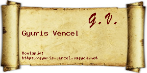 Gyuris Vencel névjegykártya
